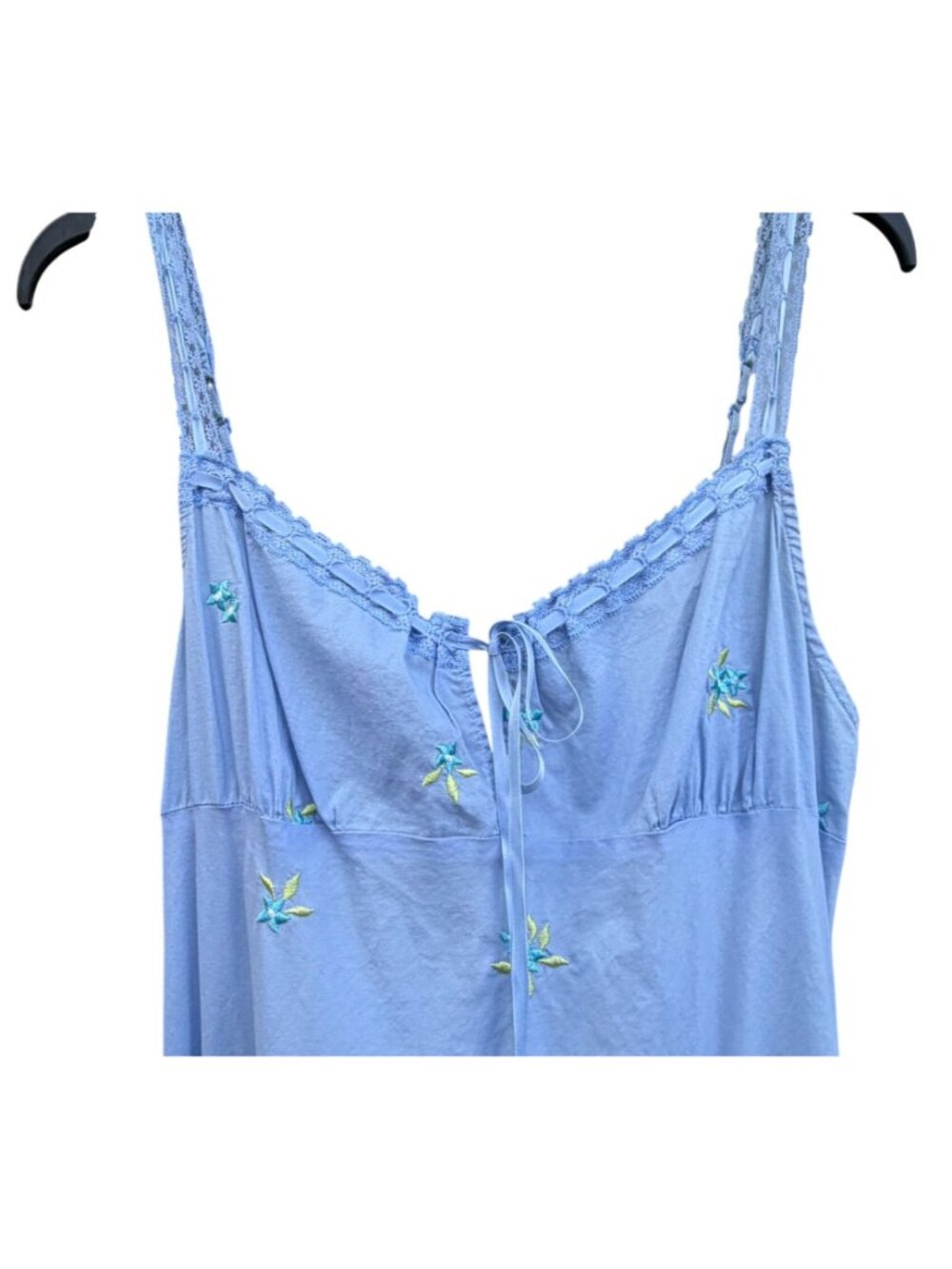VTG Victoria's Secret Periwinkle Blue Cotton Sundress M Embroidered 100% Cotton - Picture 4 of 7